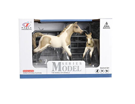 Kız Erkek Çocuk Oyuncak Model Hayvan Seti At ve Tay Alacalı Kız Erkek Çocuk Oyuncak Eğitici Eğlencel