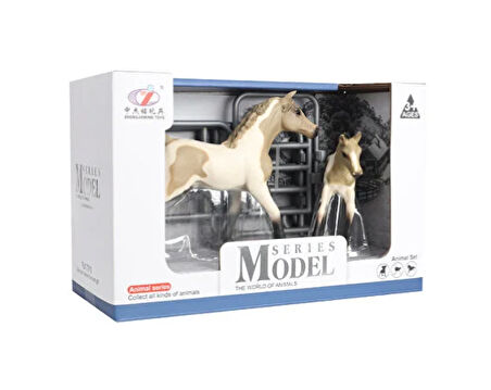 Kız Erkek Çocuk Oyuncak Model Hayvan Seti At ve Tay Alacalı Kız Erkek Çocuk Oyuncak Eğitici Eğlencel