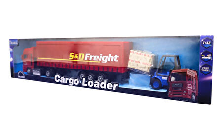 Kız Erkek Çocuk Oyuncak Kutulu Sürtmeli Forklift ve Kırmızı Tır Kız Erkek Çocuk Oyuncak Eğitici Eğle