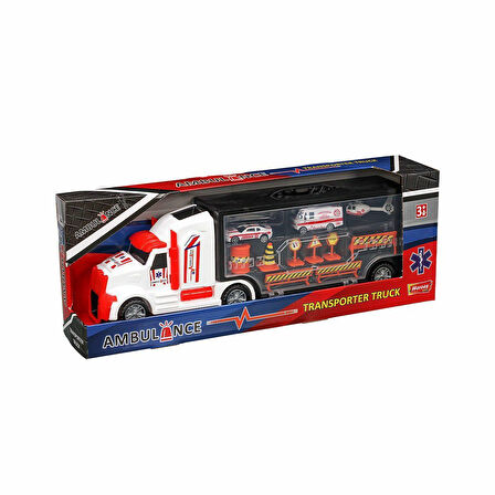 Kız Erkek Çocuk Oyuncak ERN-877 Heroes Toys Çantalı Ambulans Taşıyıcı Tır Seti - Eren Oyuncak Kız Er