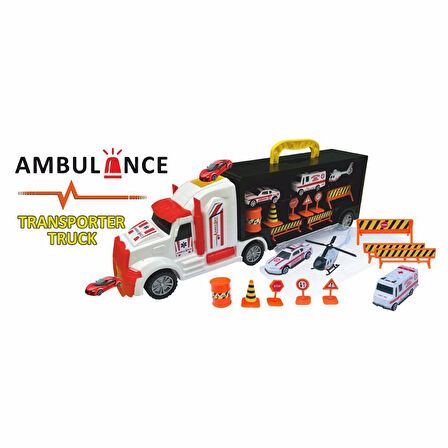 Kız Erkek Çocuk Oyuncak ERN-877 Heroes Toys Çantalı Ambulans Taşıyıcı Tır Seti - Eren Oyuncak Kız Er