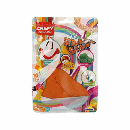 Kız Erkek Çocuk Oyuncak 3601 Crafy Streç Oyun Kumu Turuncu 200 g Kız Erkek Çocuk Oyuncak Eğitici Eğl