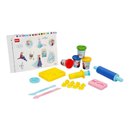 Kız Erkek Çocuk Oyuncak 1877 Crafy Frozen Çantalı Oyun Hamuru Seti 200 g 20 Parça Kız Erkek Çocuk Oy