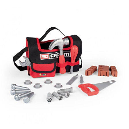 Kız Erkek Çocuk Oyuncak 7600360196 Smoby, Facom Fabric Tools Case - Facom Kumaş Çantalı Alet Seti /