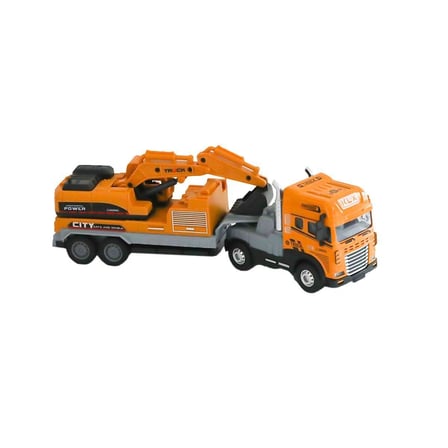 Kız Erkek Çocuk Oyuncak KLX800-248 Sürtmeli Işıklı Müzikli 1:24 Kazıcı Taşıyan Tır Kız Erkek Çocuk O