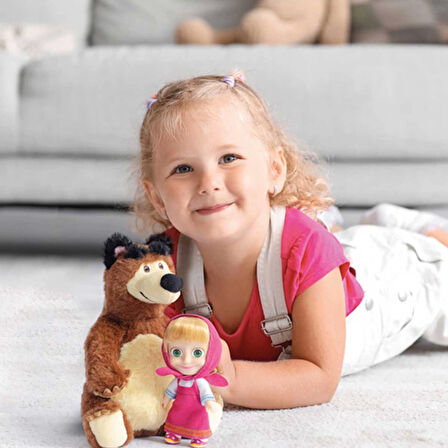 Kız Erkek Çocuk Oyuncak Masha ile Koca Ayı 20cm Peluş 12cm Bebek MHA21000 Kız Erkek Çocuk Oyuncak Eğ