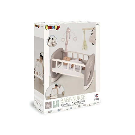 Kız Erkek Çocuk Oyuncak Smoby Baby Nurse Sallanan Dönenceli Bebek Beşiği 220372 ***OYUNCAKTIR*** Kız