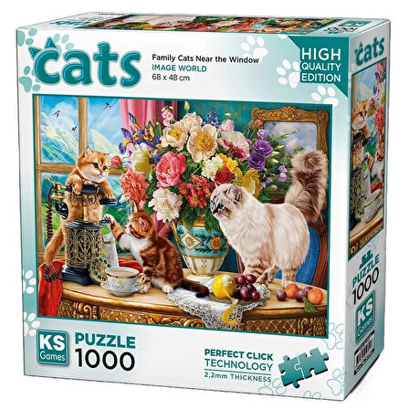 Kız Erkek Çocuk Oyuncak KS Games Family Cats Near The Window Puzzle 1000 Parça 20794 Kız Erkek Çocuk