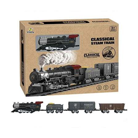 Kız Erkek Çocuk Oyuncak 1613C Big Scale Klasik Tren Seti - BİG SCALE CLASSİCAL STEAM TRAİN SET Kız E