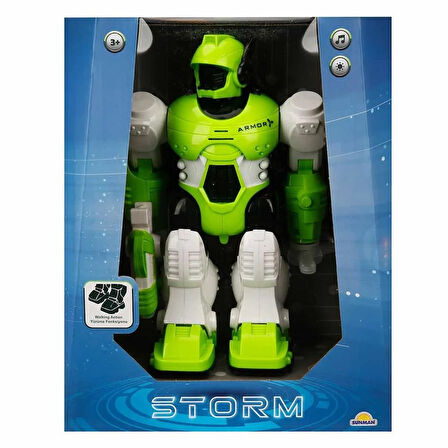 Kız Erkek Çocuk Oyuncak Storm Brave Sesli ve Işıklı Yürüyen Robot 25cm Kız Erkek Çocuk Oyuncak Eğiti