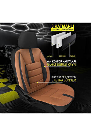 KZY UNİVERSAL ONİKS TABA Volkswagen Golf 5 Uyumlu Oto Koltuk Kılıfı