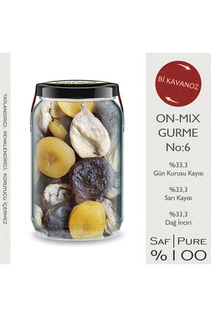 Bi Kavanoz ON-MIX/6 Dağ İnciri İncir Kurusu + Sarı Malatya Kayısı + Gün Kurusu Kayısı Gurme Karışım