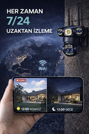 Üç Kameralı 10x Zoomlu Su Geçirmez Gece Görüşlü Dış Mekan Güvenlik Kamerası