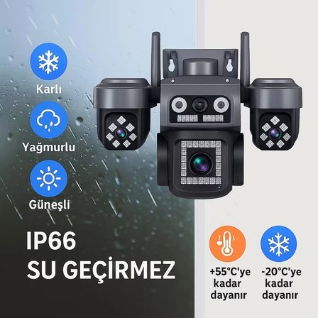 DÖRT KAMERALI ÇİFT SOLAR PANELLİ 4G GÜVENLİK KAMERASI