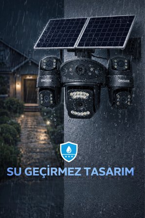 4 Kameralı Çift Solar Panelli Sim Kartlı Gece Görüşlü AOV Güvenlik Kamerası