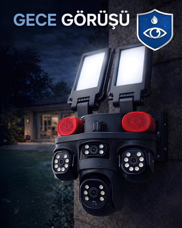 Onqam ON-SG5220-AOV 4G Solar Güvenlik Kamerası 2 Lens 3MP - Sim Kartlı 7-24 Kayıt