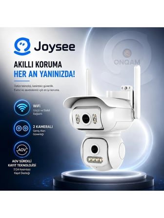 ONQAM ON-W2 Çift Kameralı AOV Kayıtlı Wi-Fi Uzaktan Bağlatılı 360 Derece Güvenlik Kamerası
