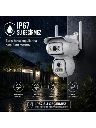 ONQAM ON-W2 Çift Kameralı AOV Kayıtlı Wi-Fi Uzaktan Bağlatılı 360 Derece Güvenlik Kamerası