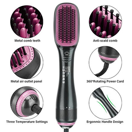 HAIR BRUSH PL-2288 Hava Üflemeli Saç Düzleştirici Taraklı Fön Makinesi 1200 Watt