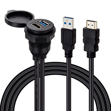 PM-12428 ARAÇ KONTROL PANELİ USB 3.0 + HDMI UZATMA KABLOSU GÖMME MONTAJ