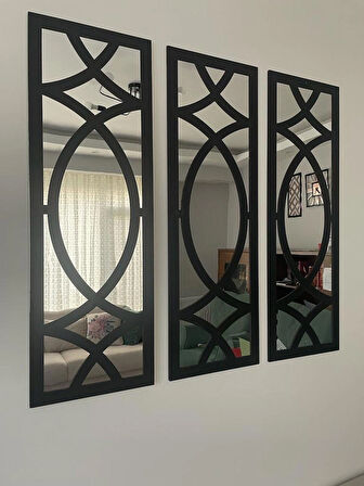 Dekoratif Geometrik desenli Ayna BOYALI HAZIR PLEKSİ AYNALI 3 adet 20X60 cm