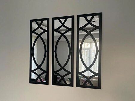 Dekoratif Geometrik desenli Ayna BOYALI HAZIR PLEKSİ AYNALI 3 adet 20X60 cm