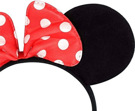 Kırmızı Fiyonklu Minnie Mouse Taç Fare Tacı Kafa Bandı