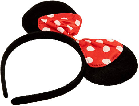 Kırmızı Fiyonklu Minnie Mouse Taç Fare Tacı Kafa Bandı