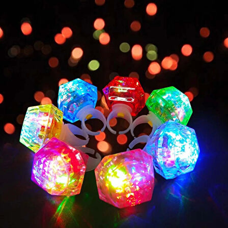 Kristal Tasarımlı Led Glow Işıklı 3 Modlu Gümüş Yüzük 3.5 x 5 cm