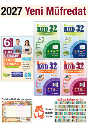 6. Sınıf 2027 Tüm Dersler Soru Bankası Türkçe Matematik Fen Sosyal Kod 32 Tekrar Alıştırma
