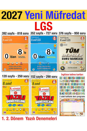 8. Sınıf 2027 Lgs 0'dan 8'e Konu Anlatımlı Tüm Dersler Soru Bankası 1. 2. Dönem Yazılı Deneme Seti