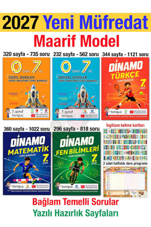 7. Sınıf 2027 0'dan 7'ye Konu Matematik Fen Bilimleri Türkçe Dinamo Soru Bankası Maarif Yeni Müfreda