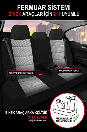 Citroen C2 Phase I 2003 1.4i 16v 88 Hp Start Stop 2008  UYUMLU TAM SET OTO KOLTUK KILIFI GRİ