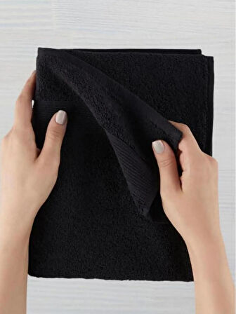 Miabella Home  El Yüz Havlusu, %100 Pamuk, Siyah Tekli Spor havlusu, Hızlı Kuruyan, Yumuşak 50x90 cm 