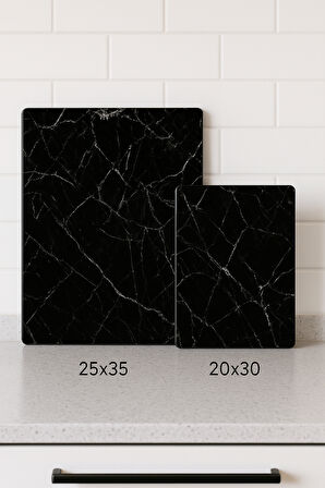 2'li Temperli Cam Kesme Tahtası 20x30 & 25x35 cm | Desenli Antibakteriyel Mutfak Doğrama Camı