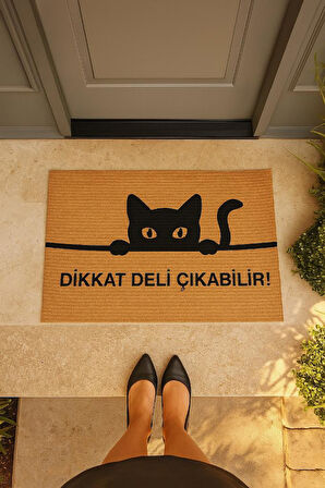 Kedili Paspas Kapı Önü Paspası Kitty Kapı Önü Kaymaz Paspas Toz Alıcı Kapı Paspas    