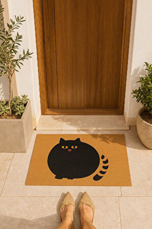 Kedili Paspas Doormat Kapı Önü Paspası Kapı Önü Kaymaz Paspas Toz & Nem Alıcı Kapı Paspas 40X60 cm   