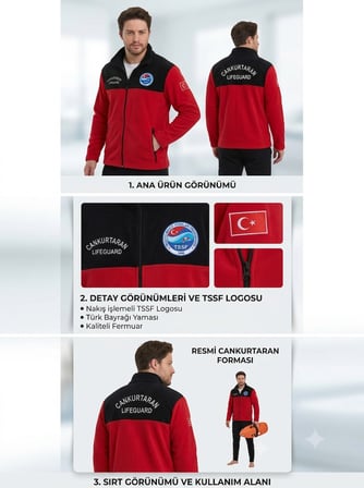 Cankurtaran Polar Ceket Beyaz Nakışlı