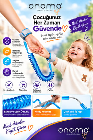Life Mavi Çocuk Bebek Kaybolma Önleyici Yürüyüş Emniyet Kemeri Anne Bileklik Kelepçesi Güvenlik Bilekliği