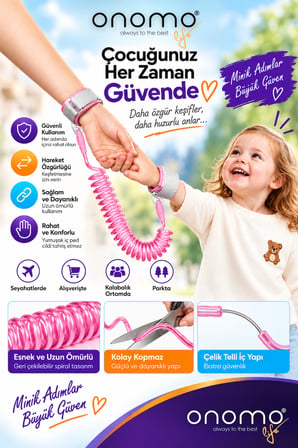 Life Pembe Çocuk Bebek Kaybolma Önleyici Yürüyüş Emniyet Kemeri Anne Bileklik Güvenlik Bilekliği