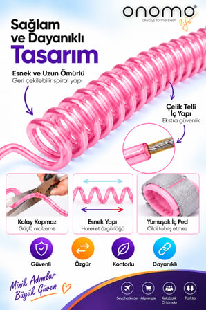 Life Pembe Çocuk Bebek Kaybolma Önleyici Yürüyüş Emniyet Kemeri Anne Bileklik Güvenlik Bilekliği