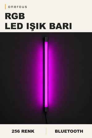 Onerous 100 cm RGB LED Duvar Apliği, Bluetooth Kontrollü, Parlaklık Ayarlı