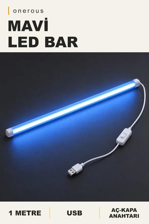 Onerous 1 m Mavi LED Bar, Anahtarlı, USB, Yapışkanlı