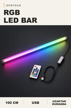 Onerous 100 cm RGB LED Bar, Kumandalı, USB, Yapışkanlı