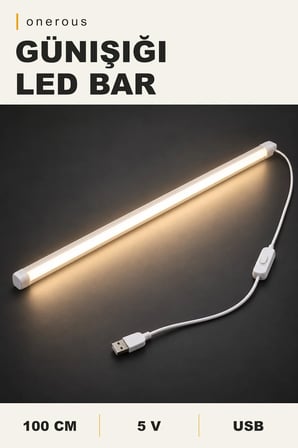 Onerous 100 cm 5V Günışığı LED Bar, Anahtarlı, USB, Yapışkanlı