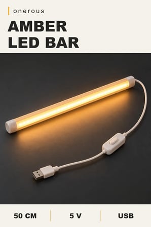 Onerous 50 cm 5V Amber LED Bar, Anahtarlı, USB, Yapışkanlı