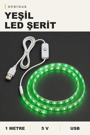 Onerous 1 m 5V Yeşil LED Şerit, Anahtarlı, USB