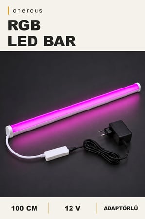 Onerous 100 cm 12V RGB LED Bar, Bluetooth, Adaptörlü, Yapışkanlı