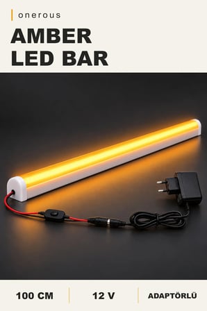 Onerous 100 cm 12V Amber LED Bar, Anahtarlı, Adaptörlü