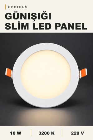 Onerous 18W 3200K Slim LED Panel Yuvarlak Sıva Altı Spot